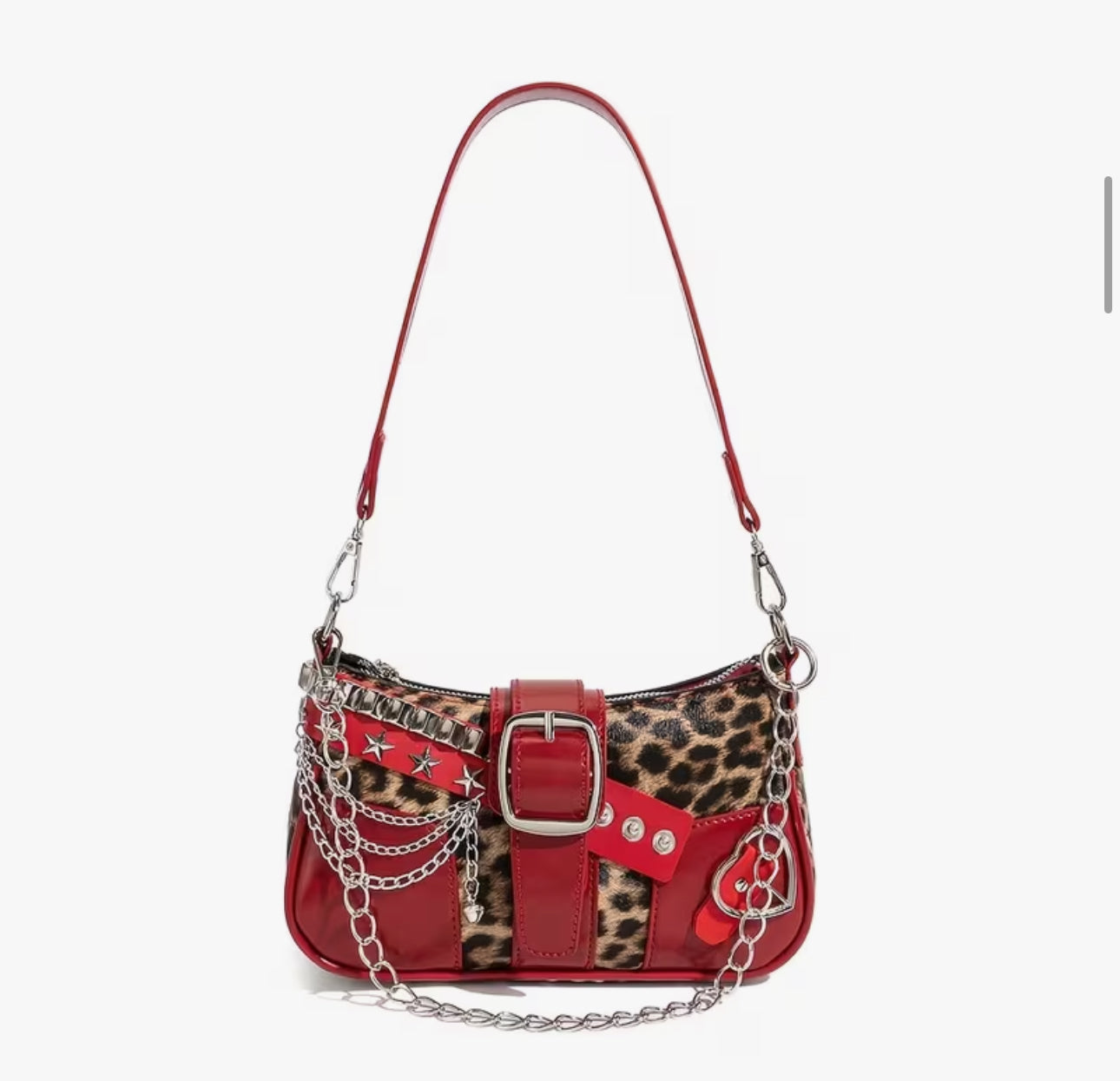 Red Y2K leopard shoulder bag